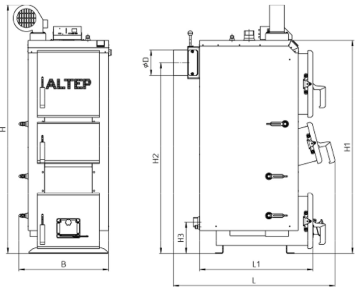 Котел твердопаливний Altep Duo Plus 25 кВт (механіка, автоматика)