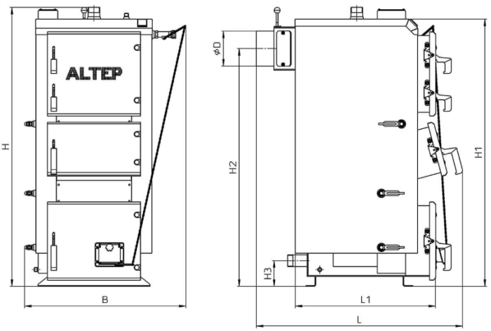 Твердотопливный котел Altep Duo Plus 31 кВт (механика, автоматика)