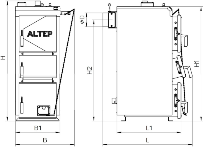 Твердотопливный котел Altep Duo Uni Plus 15 кВт (механика, автоматика)