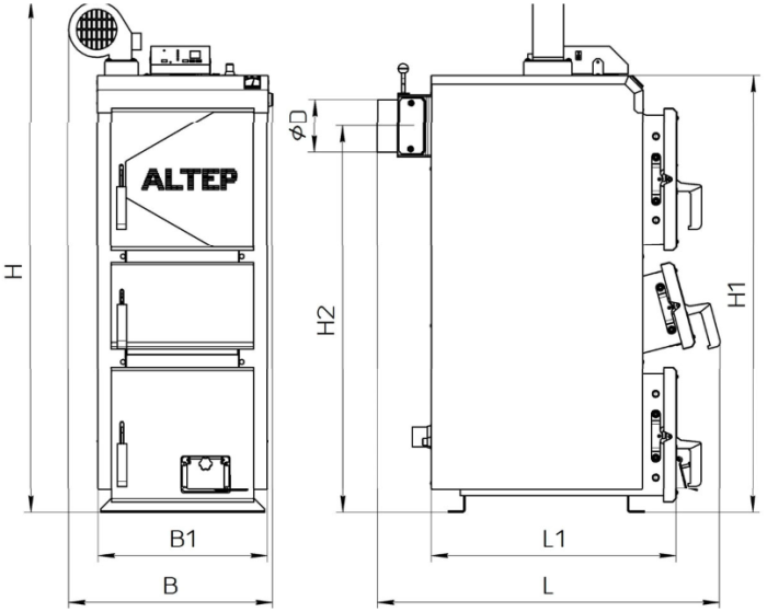 Твердотопливный котел Altep Duo Uni Plus 40 кВт (механика, автоматика)