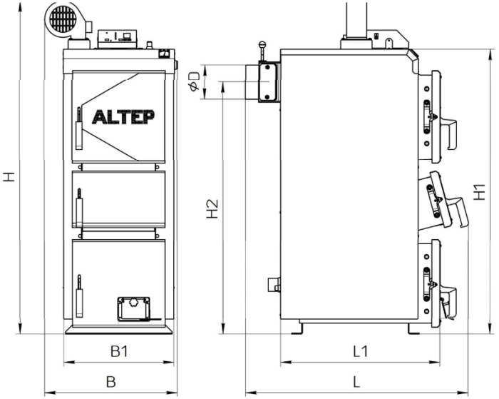 Котел твердопаливний Altep Duo Uni Plus 21 кВт (механіка, автоматика)