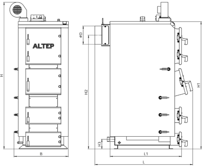 Твердотопливный котел Altep Duo Plus 120 кВт с автоматикой