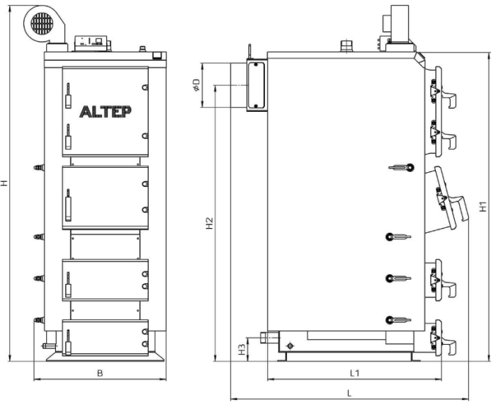 Твердотопливный котел Altep Duo Plus 75 кВт с автоматикой