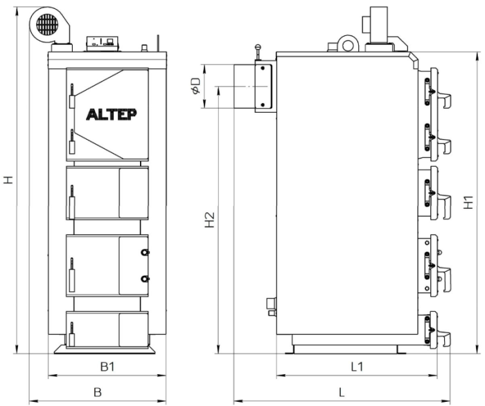 Твердотопливный котел Altep Duo Uni Plus 75 кВт с автоматикой