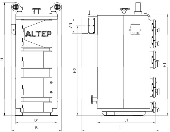 Твердотопливный котел Altep Duo Uni Plus 120 кВт с автоматикой