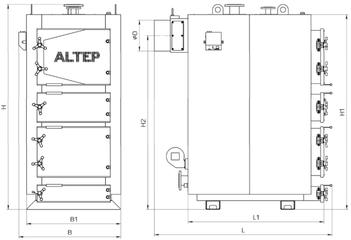 Твердотопливный котел Altep Duo Uni Plus 250 кВт с автоматикой