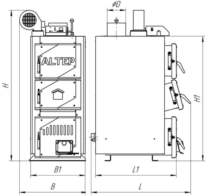 Котел твердопаливний Altep Classic Plus 16 кВт (механіка, автоматика)