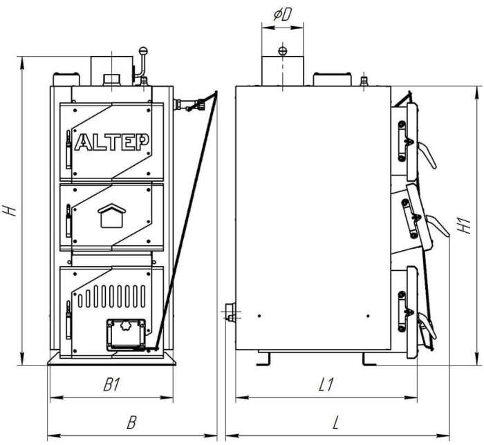 Твердопаливний котел Altep Classic Plus 10 кВт (механіка, автоматика)